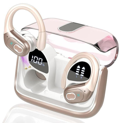 Wireless Bluetooth 5.4 Headphone Over Ear Bud IPX5 Waterproof Earphone for Sport Running - Rose Gold