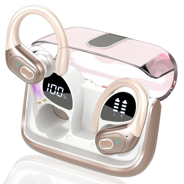 Wireless Bluetooth 5.4 Headphone Over Ear Bud IPX5 Waterproof Earphone for Sport Running - Rose Gold