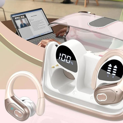 Wireless Bluetooth 5.4 Headphone Over Ear Bud IPX5 Waterproof Earphone for Sport Running - Rose Gold
