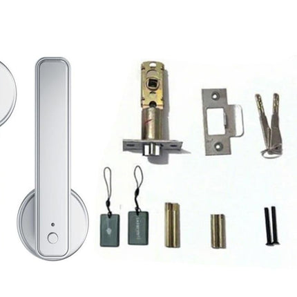 5 in 1 Smart Door Lock Fingerprint Door Knob with IC Cards and Backup Keys - Silver