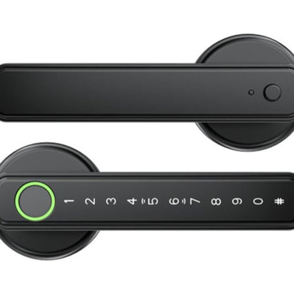 5 in 1 Smart Door Lock Fingerprint Door Knob with IC Cards and Backup Keys - Black