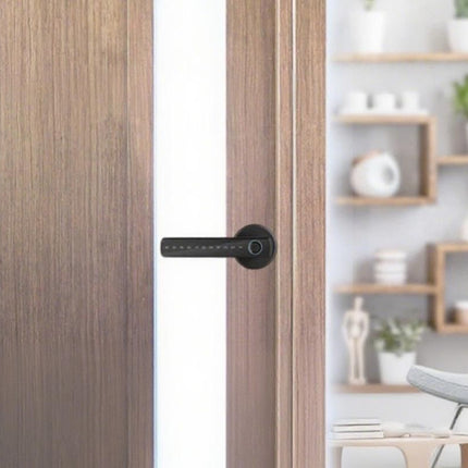 5 in 1 Smart Door Lock Fingerprint Door Knob with IC Cards and Backup Keys - Black