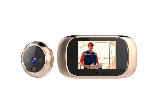 Wireless Digital Door Peephole LCD Display Door Viewer with Camera Home Security System -Gold in Gold, Clear