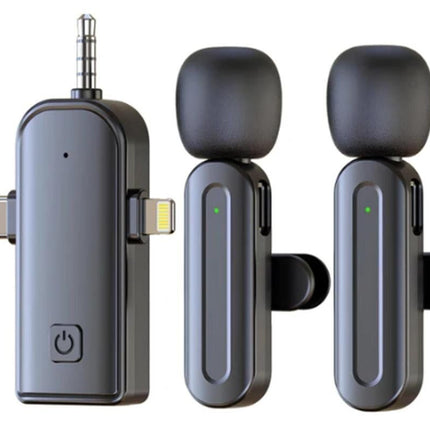 2.4G Wireless Lavalier Microphones for iPhone Android USB-C Lightning Plug Play
