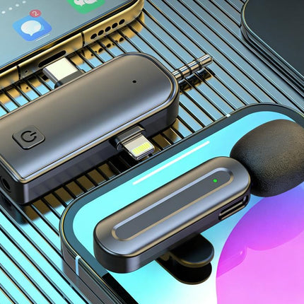 2.4G Wireless Lavalier Microphones for iPhone Android USB-C Lightning Plug Play