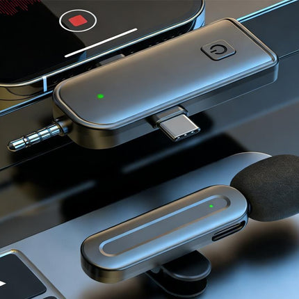 2.4G Wireless Lavalier Microphones for iPhone Android USB-C Lightning Plug Play