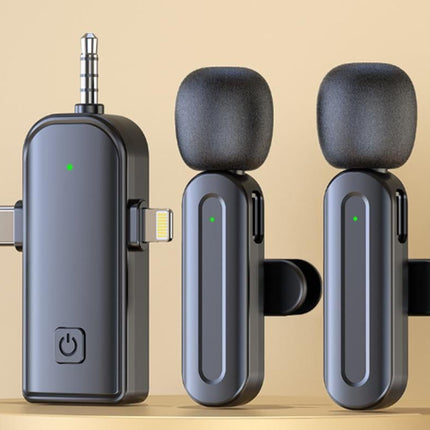 2.4G Wireless Lavalier Microphones for iPhone Android USB-C Lightning Plug Play
