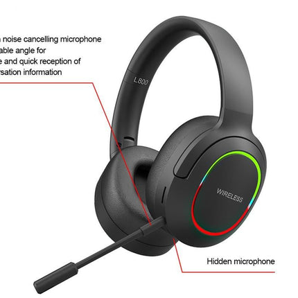 Wireless Gaming Headset Headphone with Microphone Volume - Black
