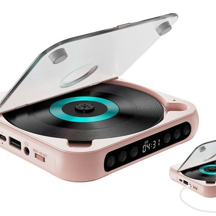 Portable CD Player Bluetooth 5.3 with HiFi Speakers Rechargeable Walkman Supports CD USB MP3 for Home - Pink