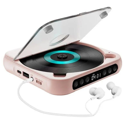 Portable CD Player Bluetooth 5.3 with HiFi Speakers Rechargeable Walkman Supports CD USB MP3 for Home - Pink