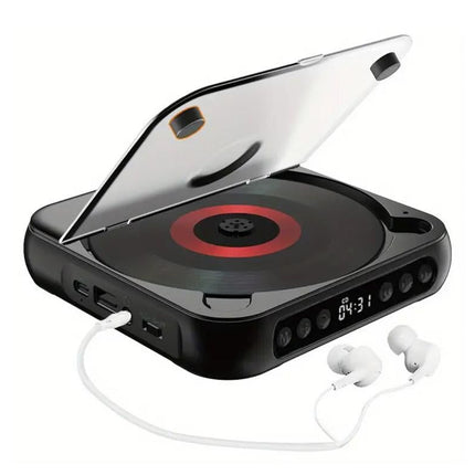 Portable CD Player Bluetooth 5.3 with HiFi Speakers Rechargeable Walkman Supports CD USB MP3 for Home - Black