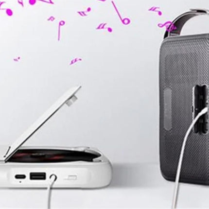 Portable CD Player Bluetooth 5.3 with HiFi Speakers Rechargeable Walkman Supports CD USB MP3 for Home - White