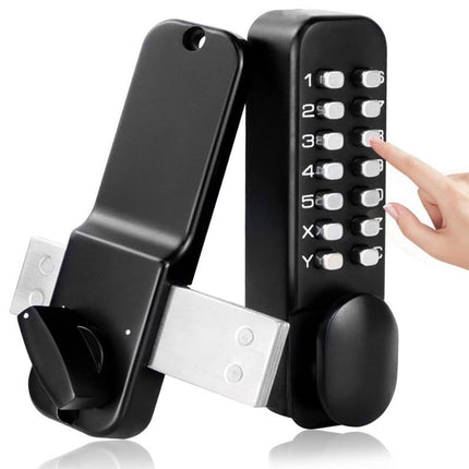 Gate Door Locks Set with Keypad Mechanical Keyless Entry Door Lock for Garden Garage Yard -Black