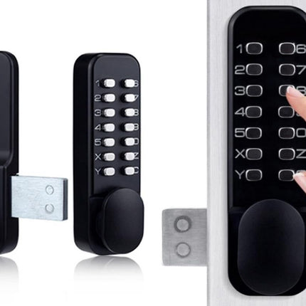 Gate Door Locks Set with Keypad Mechanical Keyless Entry Door Lock for Garden Garage Yard -Black
