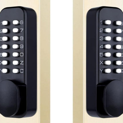 Gate Door Locks Set with Keypad Mechanical Keyless Entry Door Lock for Garden Garage Yard -Black