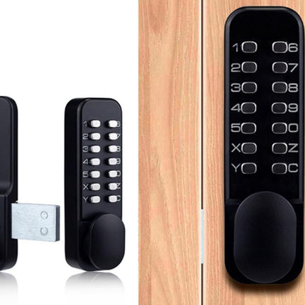 Gate Door Locks Set with Keypad Mechanical Keyless Entry Door Lock for Garden Garage Yard -Black