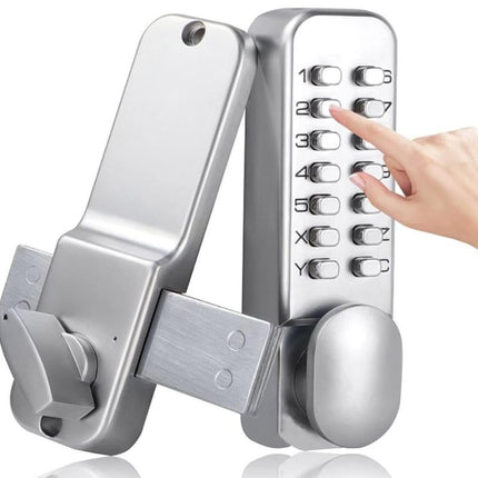 Gate Door Locks Set with Keypad Mechanical Keyless Entry Door Lock for Garden Garage Yard -Silver