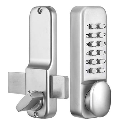 Gate Door Locks Set with Keypad Mechanical Keyless Entry Door Lock for Garden Garage Yard -Silver
