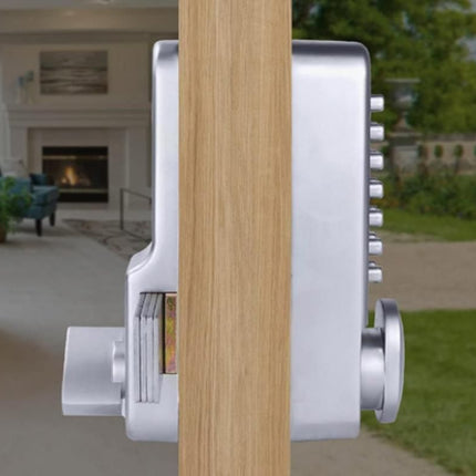 Gate Door Locks Set with Keypad Mechanical Keyless Entry Door Lock for Garden Garage Yard -Silver