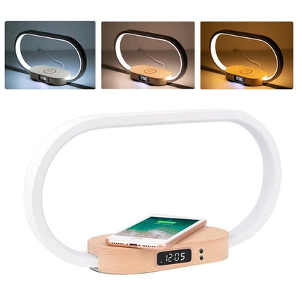 Bedside Lamp with Clock 10W Fast Wireless Charger USB Port Nightstand Touch Lamp