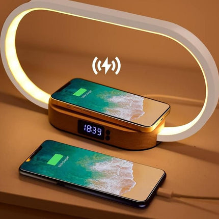 Bedside Lamp with Clock 10W Fast Wireless Charger USB Port Nightstand Touch Lamp