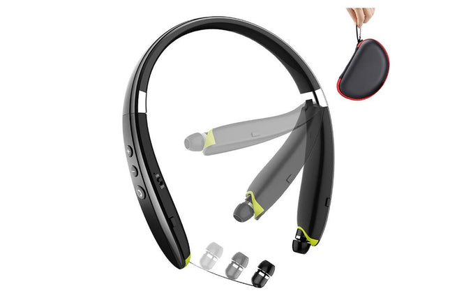 Bluetooth Headphones Foldable Bluetooth Neckband Headphones Wireless Sports Headset with Built-in Mic