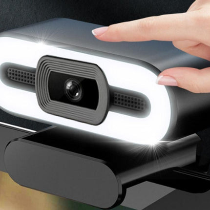 4K Webcam for PC with Light Computer Camera with Built-in Microphone Plug & Play USB Webcam
