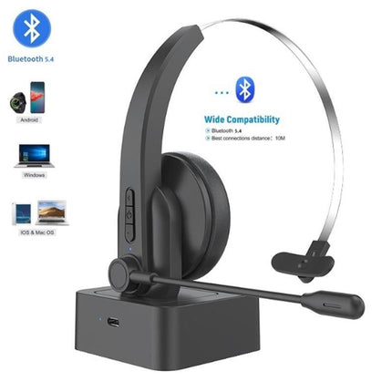 Wireless Headset with Mic for Work Bluetooth Headsets with Dual Noise Cancelling Microphone for Work/Home/Office/Call Center/PC