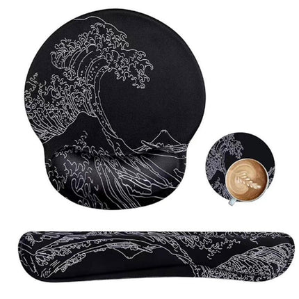 Keyboard and Mouse Wrist Rest Pad Set With Coaster Memory Foam Ergonomic Wrist Support