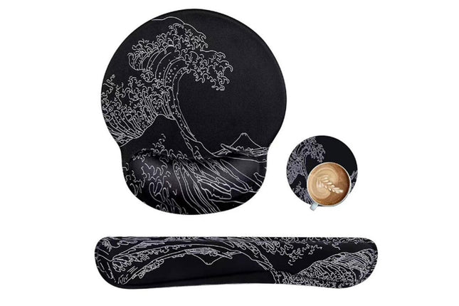 Keyboard and Mouse Wrist Rest Pad Set With Coaster Memory Foam Ergonomic Wrist Support V1263-JX-6307