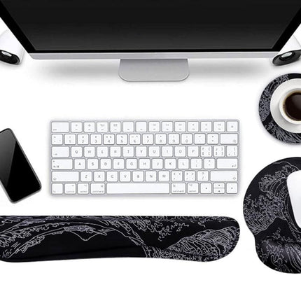 Keyboard and Mouse Wrist Rest Pad Set With Coaster Memory Foam Ergonomic Wrist Support