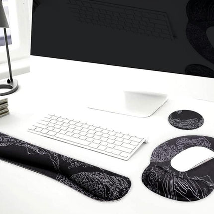 Keyboard and Mouse Wrist Rest Pad Set With Coaster Memory Foam Ergonomic Wrist Support