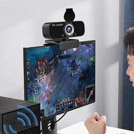 Full HD 1080P Webcam with Built-in Mic Wide Angle Auto Focus Privacy Cover for PC/Laptop Plug and Play USB Camera