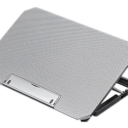 Laptop Cooling Pad Adjustable Height Cooling Stand with Adjustable Height 2 USB Ports Dual Turbine Fans - Silver