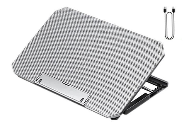 Laptop Cooling Pad Adjustable Height Cooling Stand with Adjustable Height 2 USB Ports Dual Turbine Fans