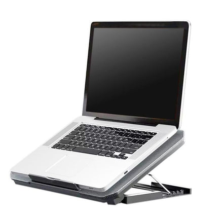 Laptop Cooling Pad Adjustable Height Cooling Stand with Adjustable Height 2 USB Ports Dual Turbine Fans - Silver