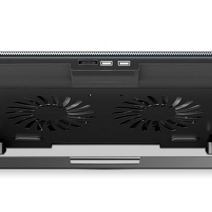 Laptop Cooling Pad Adjustable Height Cooling Stand with Adjustable Height 2 USB Ports Dual Turbine Fans - Silver