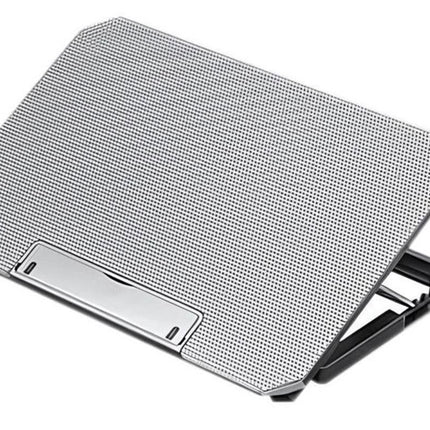 Laptop Cooling Pad Adjustable Height Cooling Stand with Adjustable Height 2 USB Ports Dual Turbine Fans - Silver