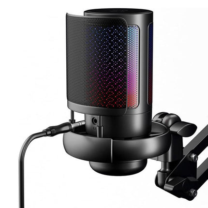 USB Gaming Microphone Kit for PC Gain Control with Pop Filter Boom Stand