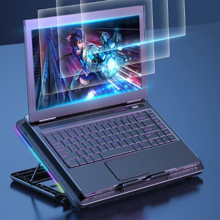 Portable Gaming Laptop Cooling Pad 6 Powerful Fan Table Stand Cooler with Phone Holder