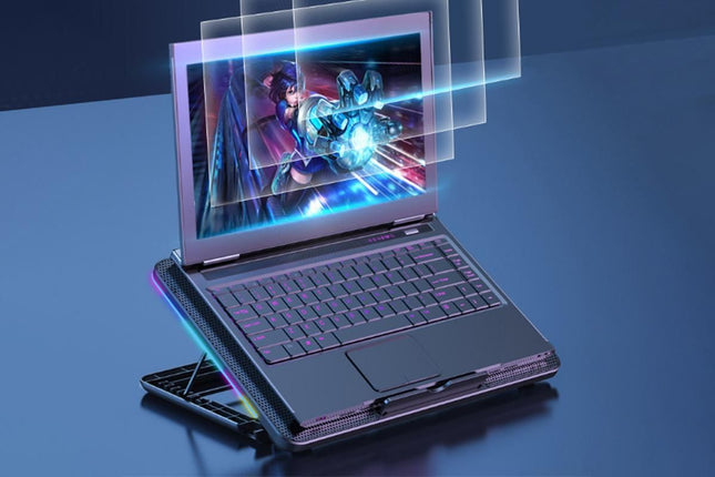 Portable Gaming Laptop Cooling Pad 6 Powerful Fan Table Stand Cooler with Phone Holder – product detail