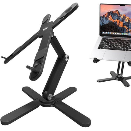 360 Degree Rotating Aluminum Laptop Stand Adjustable Desktop Holder for Notebook - Black