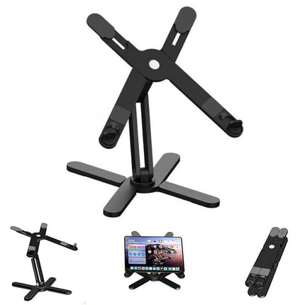 360 Degree Rotating Aluminum Laptop Stand Adjustable Desktop Holder for Notebook - Black