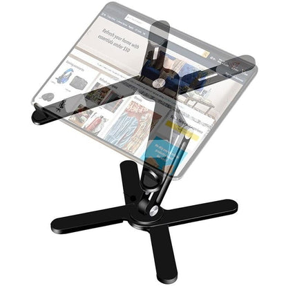 360 Degree Rotating Aluminum Laptop Stand Adjustable Desktop Holder for Notebook - Black