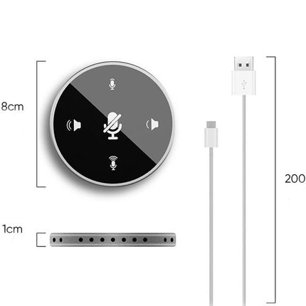 USB Conference Microphone Speech Mic 360° Voice Pickup - Black