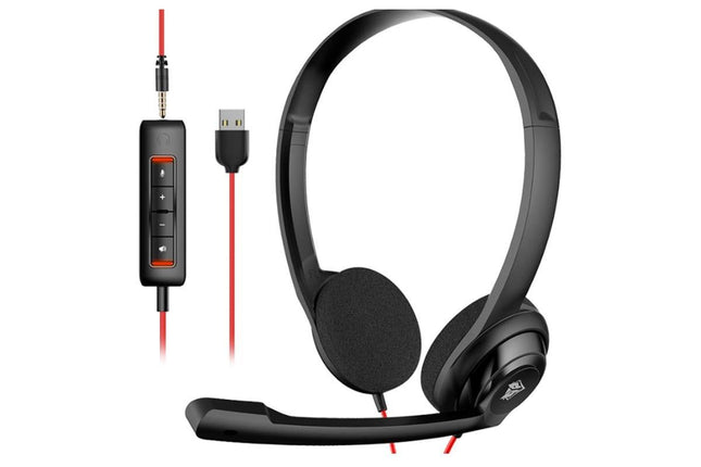 Dual-Edge USB-C Wired Headset with Clear Mic Lightweight Office Headset for PC/Mac V1263-JX-6322