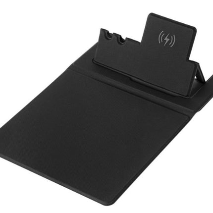 15W Fast Charging Wireless Mouse Pad with Foldable Design, Multi-Function PU Leather Desk Mat for Office & Home