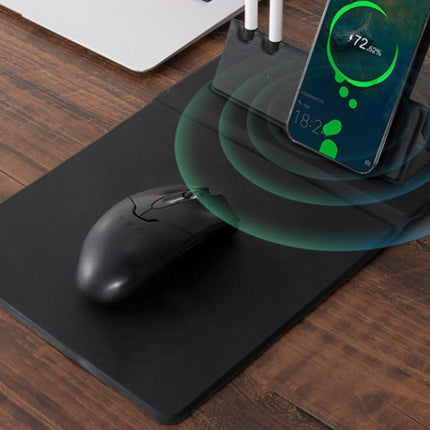 15W Fast Charging Wireless Mouse Pad with Foldable Design, Multi-Function PU Leather Desk Mat for Office & Home