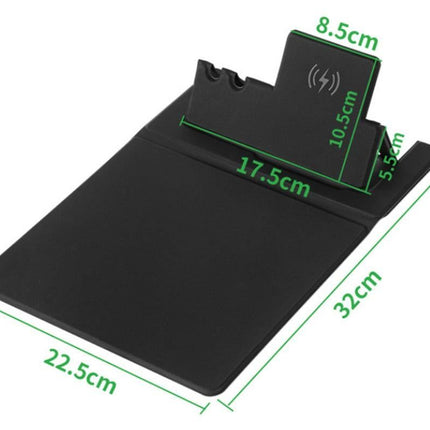 15W Fast Charging Wireless Mouse Pad with Foldable Design, Multi-Function PU Leather Desk Mat for Office & Home