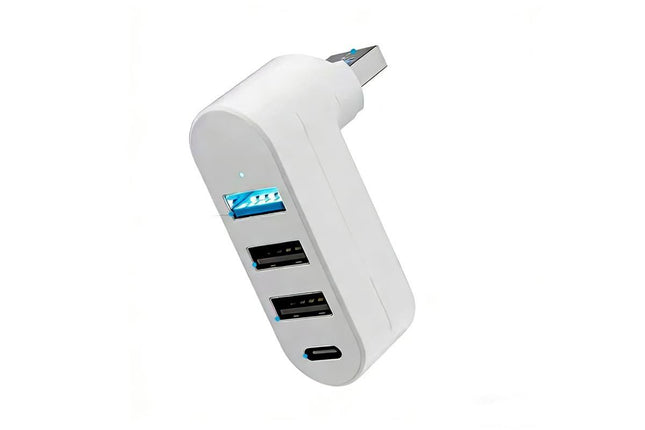 4 Port USB Hub Rotatable 180 Degrees USB Splitter with Type-C for Laptop